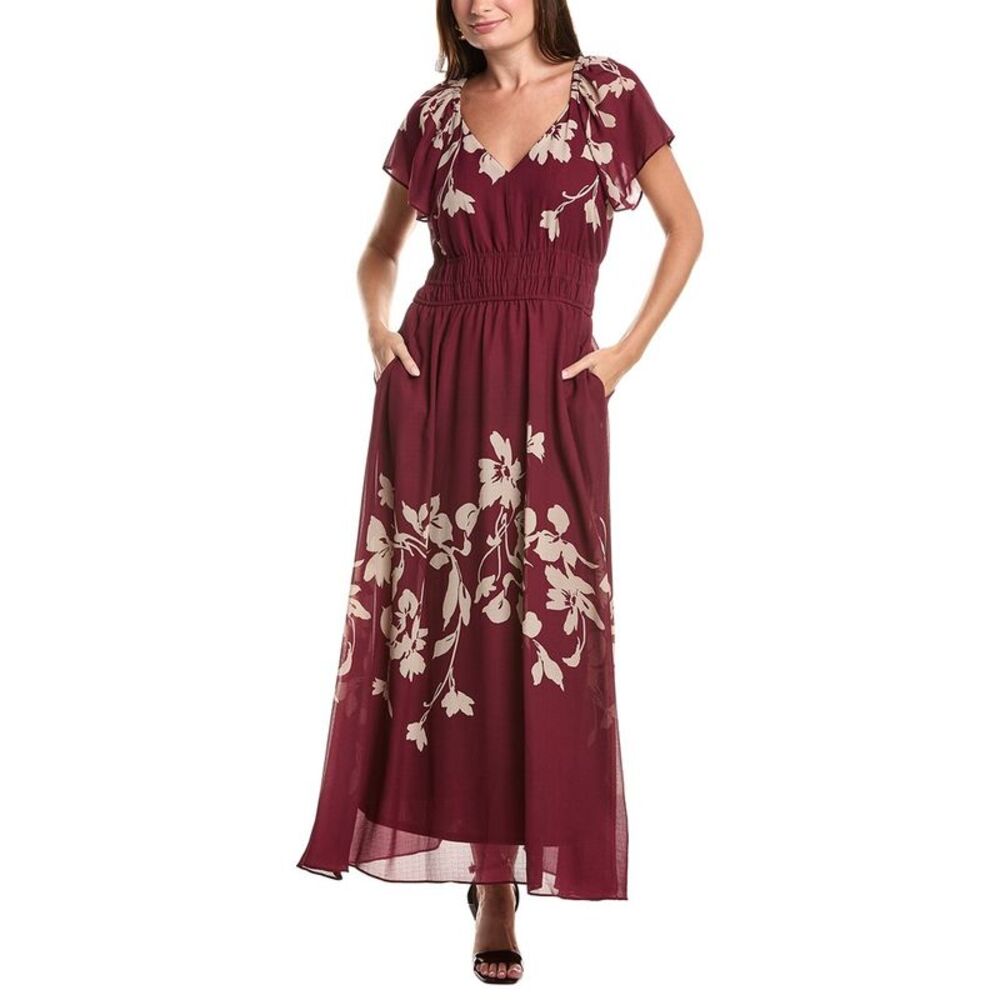 Taylor Womens  Short Sleeve Midi Dress, Brown
